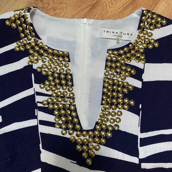 Trina Turk Navy & White Dress Sz 12 - Picture 2 of 10